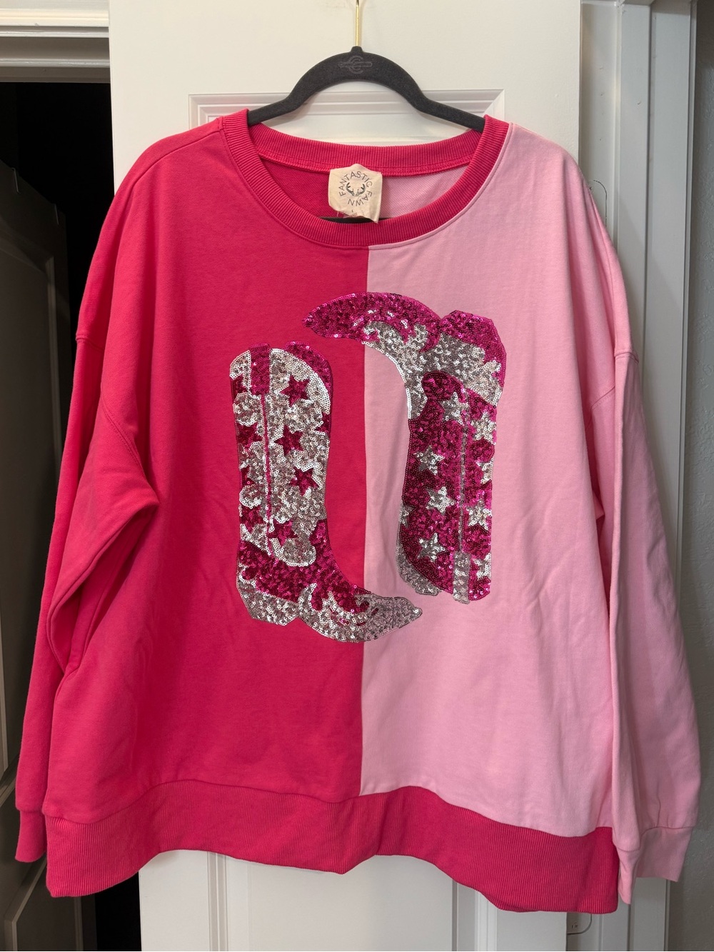 Sequin Oversized Cowboy Boot Sweater